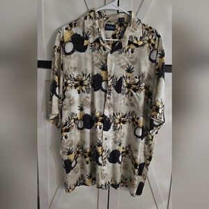 Puritan Men's Shirt with Pineapple Print - Black and Yellow